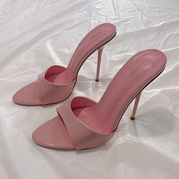 PrettyLittleThing Shoes - Pretty Little Thing, Women’s 8, Pink, Patent Leather Slip-On Heel 5”